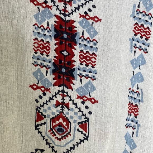 Hannah 3/4 sleeve lightweight top boho white blue red lightweight size medium - Picture 4 of 5